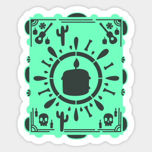 Día De Los Muertos - Mint Green - Papel Picado - Black Candle Sticker